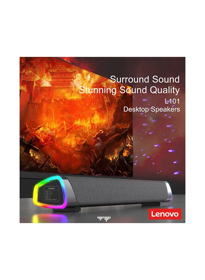 Lenovo - Lecoo DS101 Wired Desktop Speakers Cool Lighting surround 4D Shocking Sound Surround Sound Stunning Sound Quality for Laptop Desktop TV Mobile Phone Black - Image 1