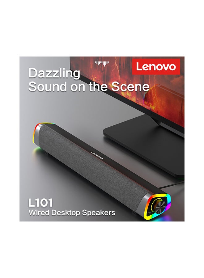 Lenovo - Lecoo DS101 Wired Desktop Speakers Cool Lighting surround 4D Shocking Sound Surround Sound Stunning Sound Quality for Laptop Desktop TV Mobile Phone Black - Image 1