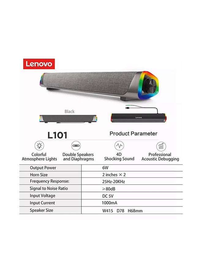 Lenovo - Lecoo DS101 Wired Desktop Speakers Cool Lighting surround 4D Shocking Sound Surround Sound Stunning Sound Quality for Laptop Desktop TV Mobile Phone Black - Image 1