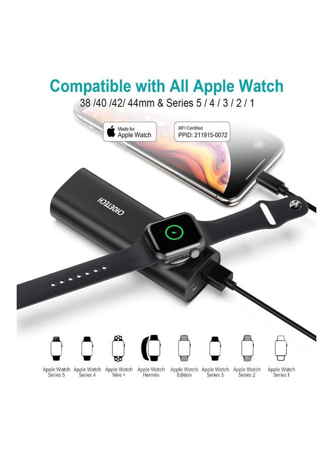 CHOETECH Portable Magnetic Power Bank with USB Charging Port For Apple Watch Black - Image 2