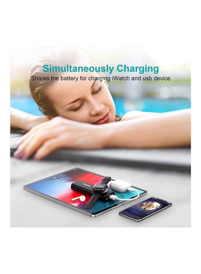 CHOETECH Portable Magnetic Power Bank with USB Charging Port For Apple Watch Black - Image 3