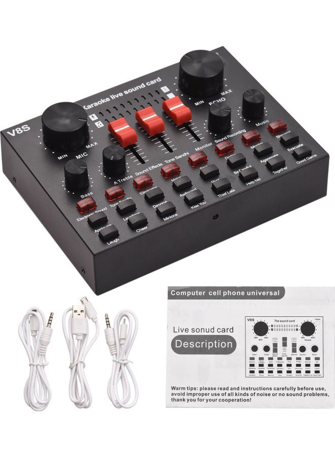 Generic - V8S External Live Card Mini Sound Mixer Board V8S Black - Image 1