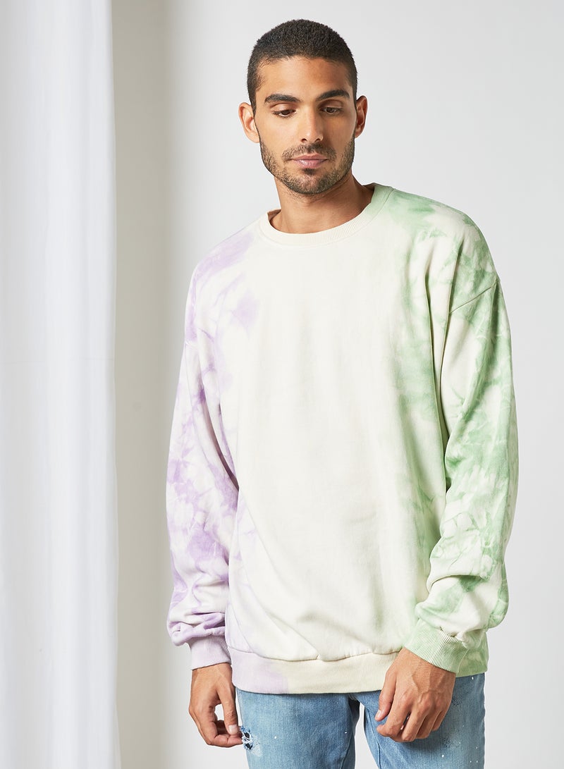 STATE 8 Casual Tie-Dye Sweatshirt Purple/Green  - Image 1
