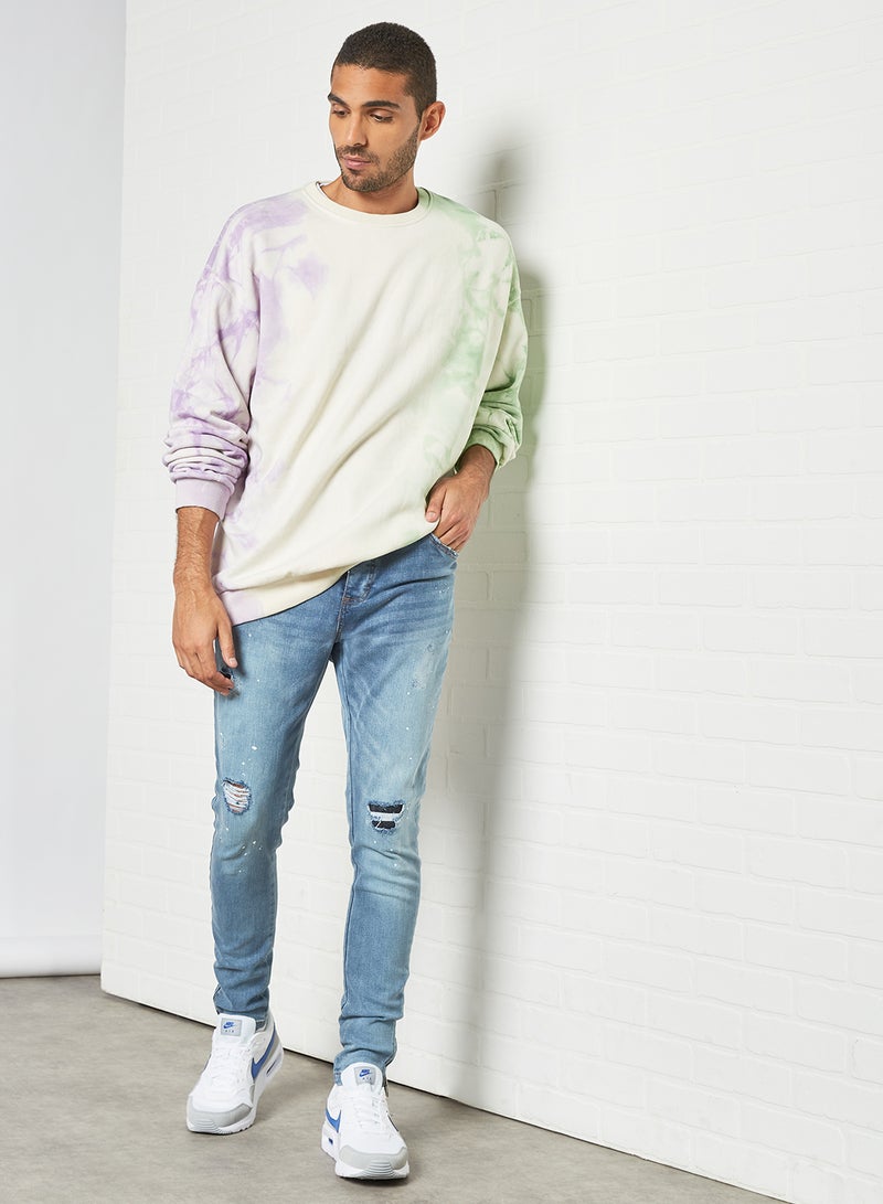 STATE 8 Casual Tie-Dye Sweatshirt Purple/Green  - Image 2