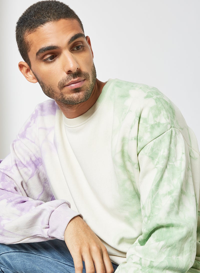 STATE 8 Casual Tie-Dye Sweatshirt Purple/Green  - Image 3