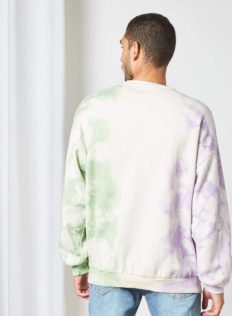 STATE 8 Casual Tie-Dye Sweatshirt Purple/Green  - Image 4
