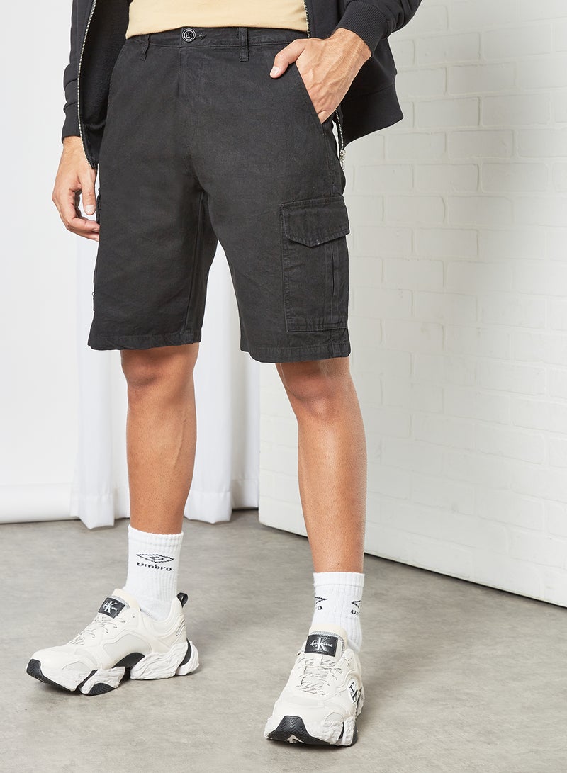 STATE 8 Casual Cargo Shorts Black  - Image 1