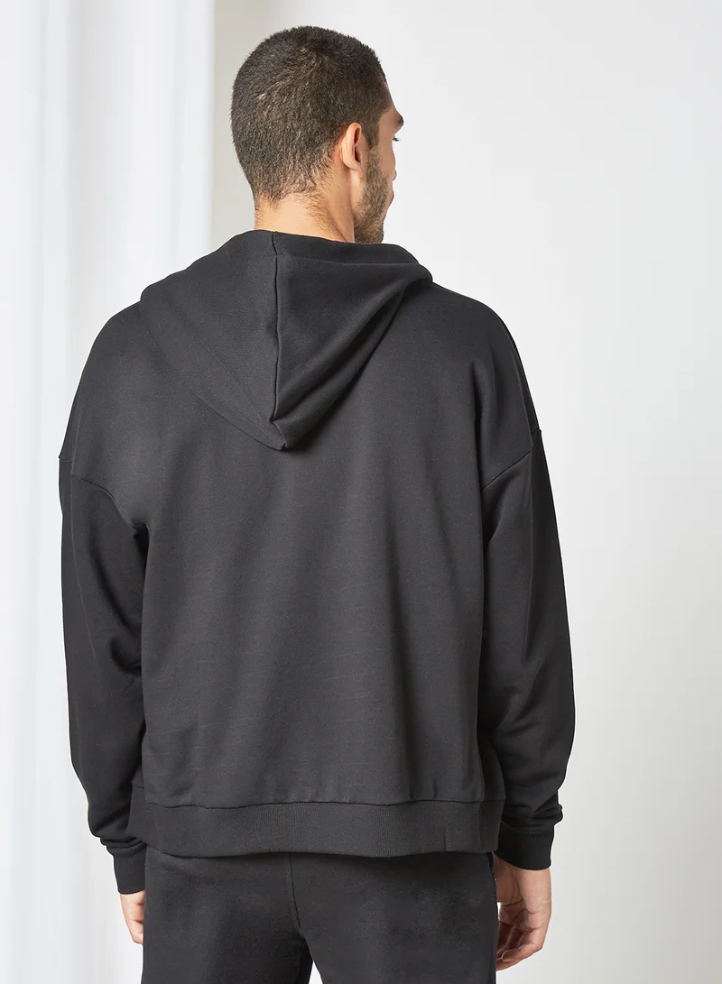 GOOD FOR NOTHING Full-Zip Oversized Hoodie Black