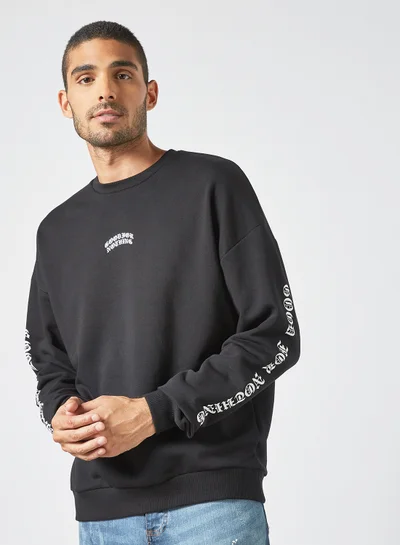 GOOD FOR NOTHING Printed Oversized Sweatshirt Black