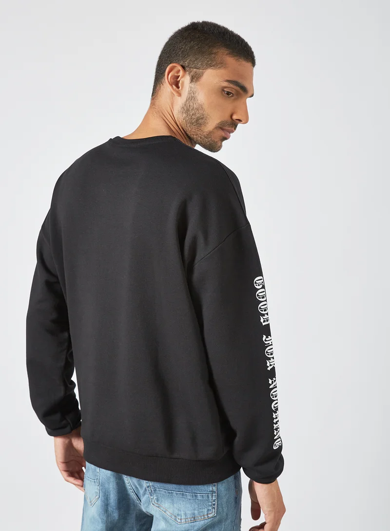 GOOD FOR NOTHING Printed Oversized Sweatshirt Black