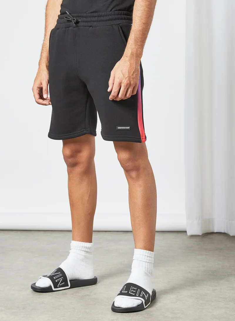 GOOD FOR NOTHING Ombre Tape Detail Shorts Black