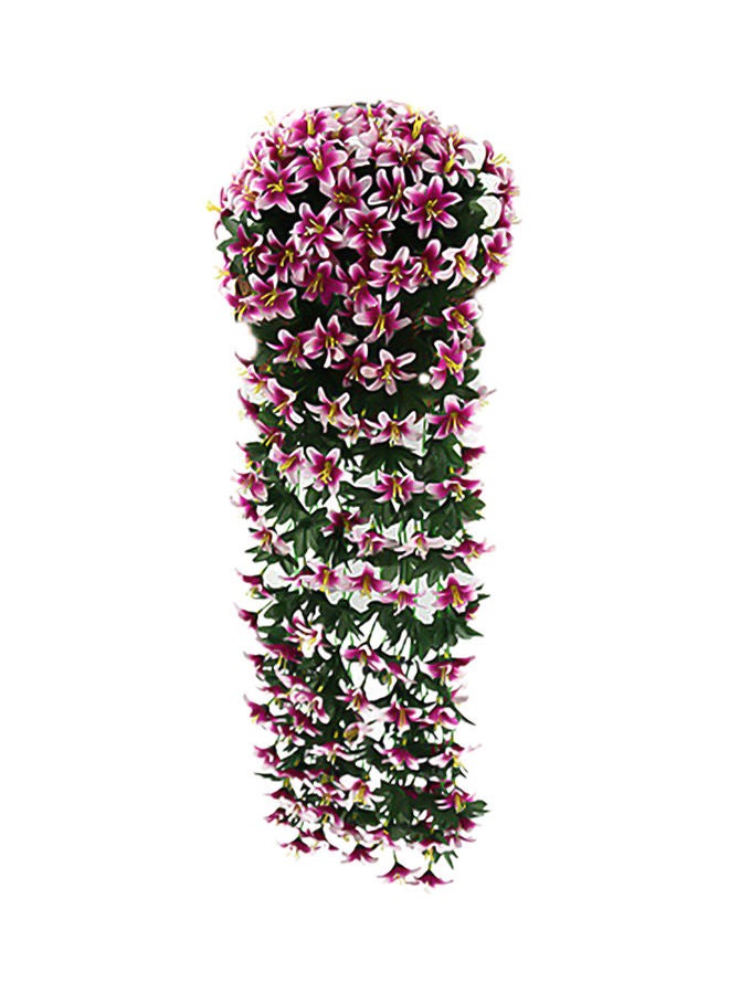 Generic 2-Piece Artificial Small Lily Flower Rattan Wedding Home Wall Hanging Decoration Multicolour 