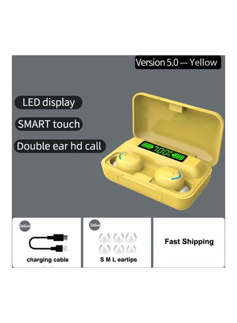 Wireless Touch Control Noise Cancelling Earbuds with Charging Case Yellow