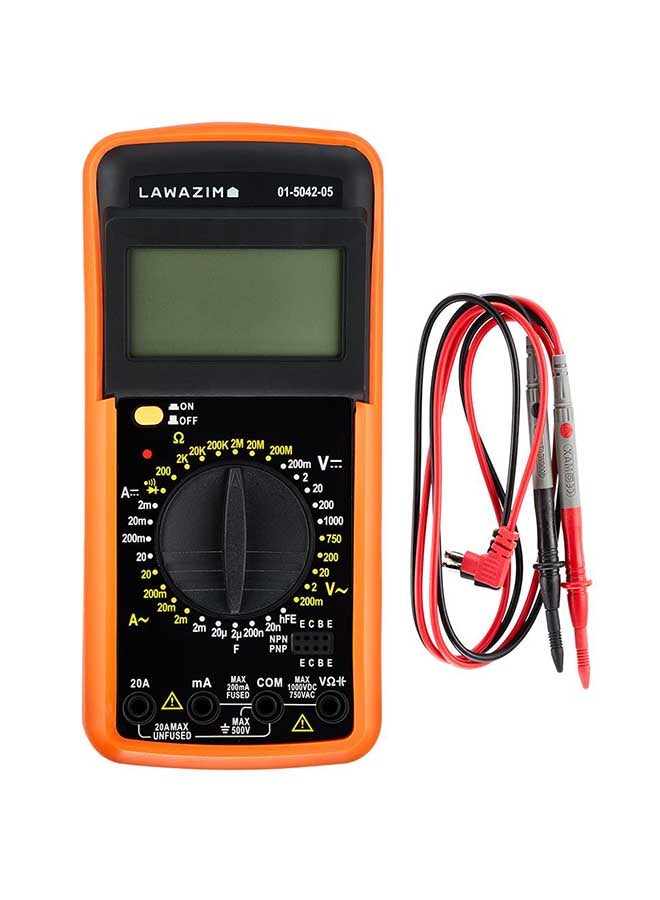 LAWAZIM - Lawazim Multimeter 1000v | Digital Auto-Ranging, AC/DC Voltage and Current, Temperature, Frequency, Continuity, More, Black/Orange 28.1cm - Image 1