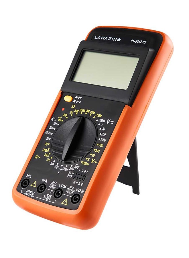 LAWAZIM - Lawazim Multimeter 1000v | Digital Auto-Ranging, AC/DC Voltage and Current, Temperature, Frequency, Continuity, More, Black/Orange 28.1cm - Image 1