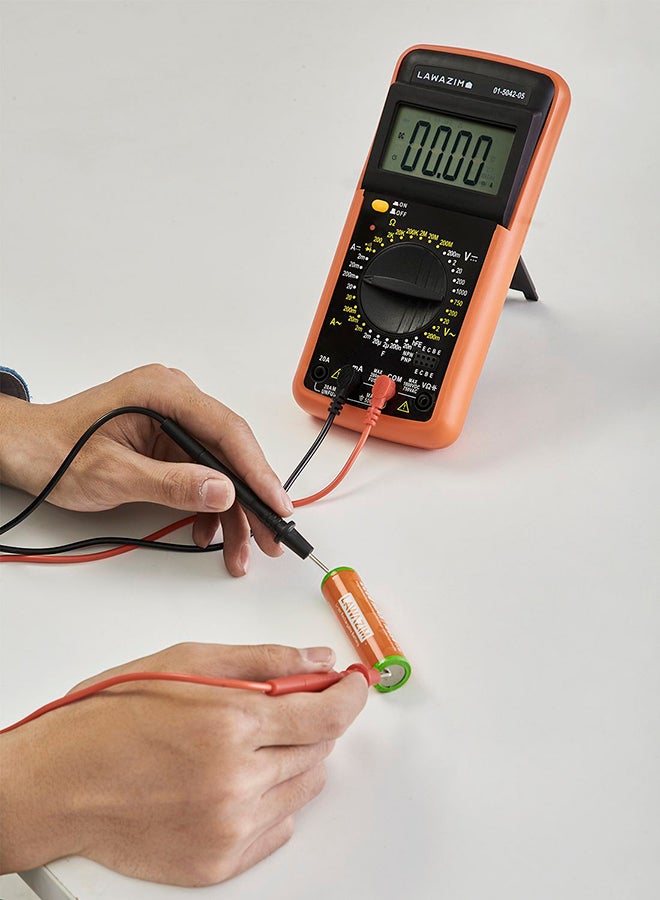 LAWAZIM - Lawazim Multimeter 1000v | Digital Auto-Ranging, AC/DC Voltage and Current, Temperature, Frequency, Continuity, More, Black/Orange 28.1cm - Image 1