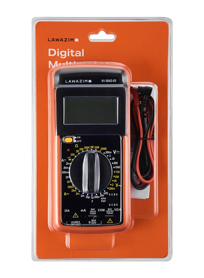 LAWAZIM - Lawazim Multimeter 1000v | Digital Auto-Ranging, AC/DC Voltage and Current, Temperature, Frequency, Continuity, More, Black/Orange 28.1cm - Image 1