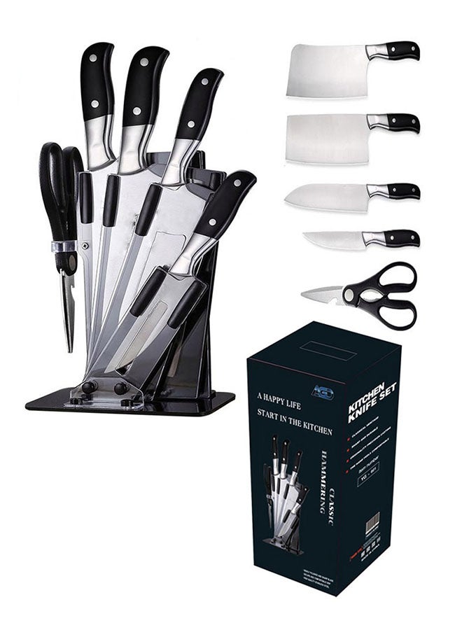 AGD 5-Piece Knives Set With Stand Stainless Steel
 17X36X15cm Black/Silver 17X36X15cm  - Image 2