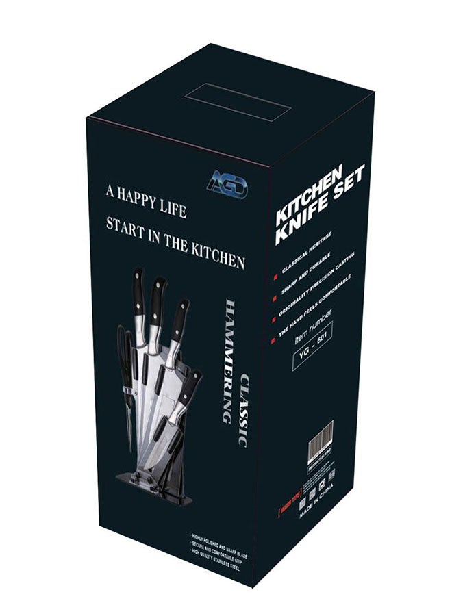 AGD 5-Piece Knives Set With Stand Stainless Steel
 17X36X15cm Black/Silver 17X36X15cm  - Image 3