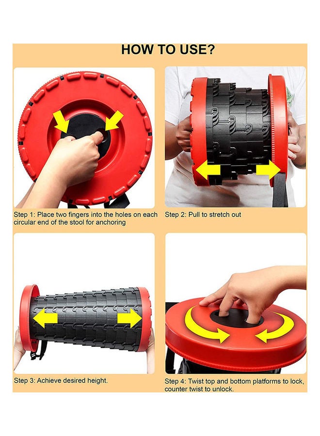 Generic - Retractable Telescopic Portable Stool Black/Red - Image 1
