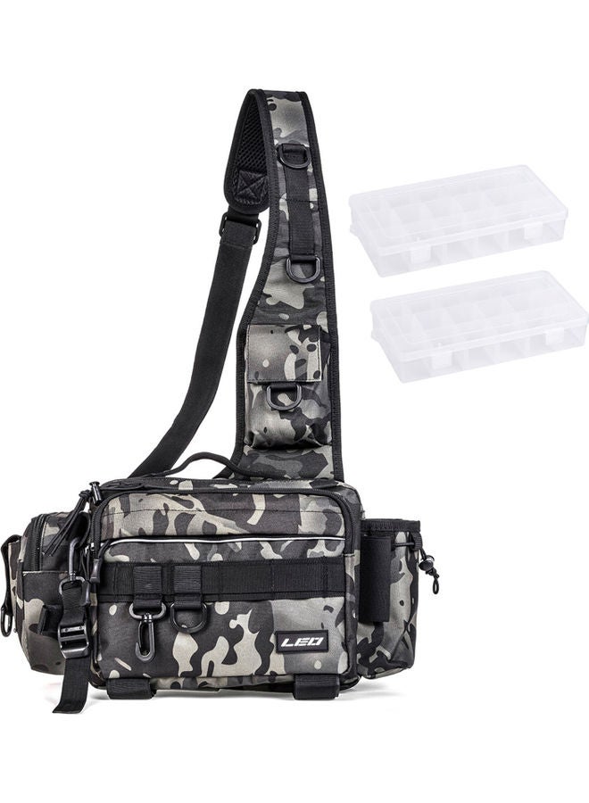 LEO Fishing Tackle Sling Bag with 2 Tackle Boxes - Image 1