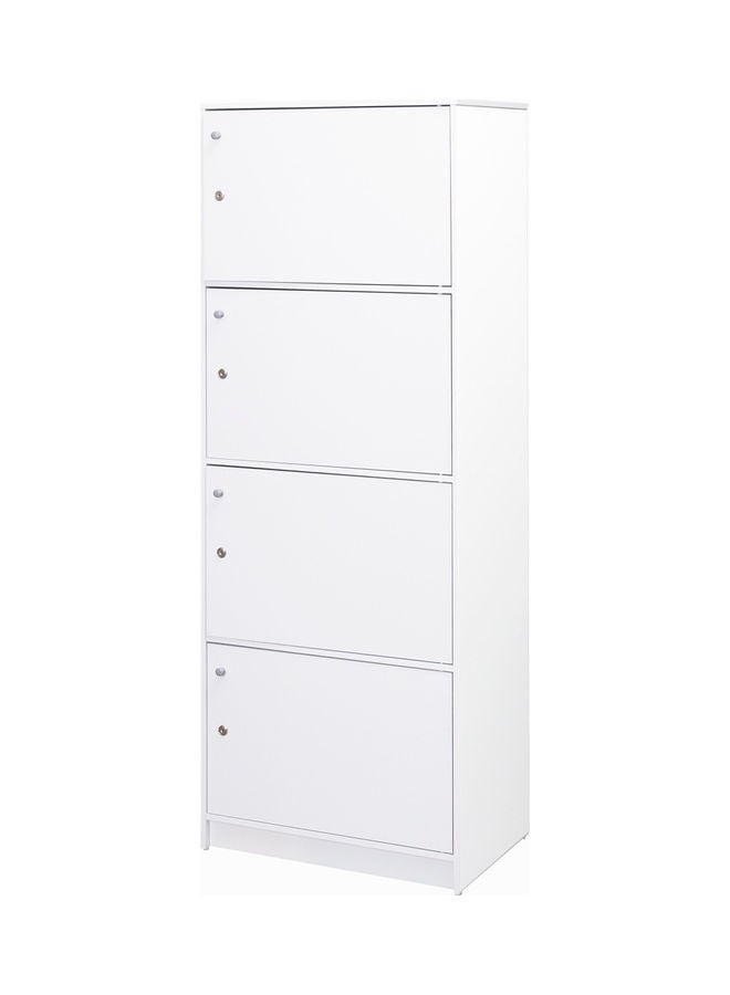 دبيلو تي- إيزي كير خزانة تخزين مكونة من 4 طبقات مزودة بأبواب للمنزل والمكتب أبيض - Image 2