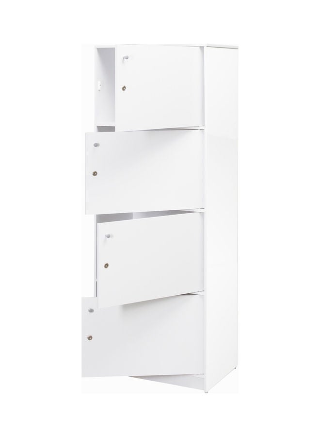 دبيلو تي- إيزي كير خزانة تخزين مكونة من 4 طبقات مزودة بأبواب للمنزل والمكتب أبيض - Image 3