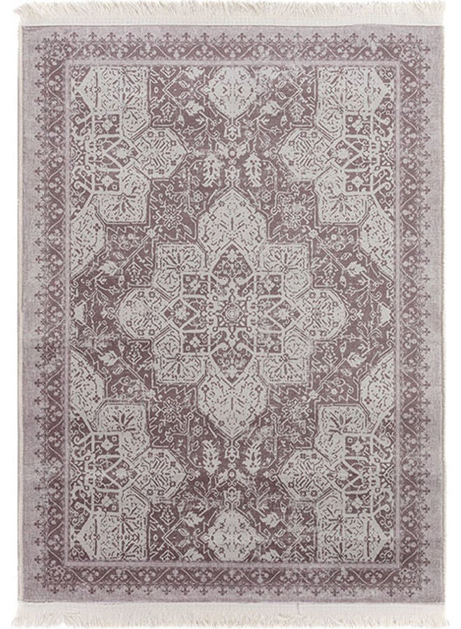 Rectangular Soft Touch Carpet Brown/White 120x80cm 