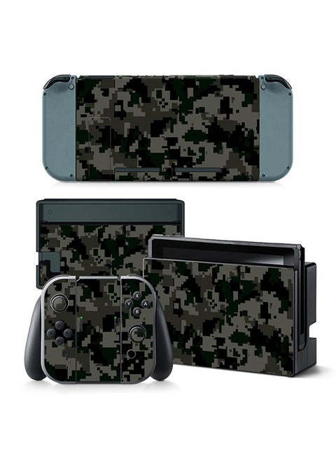 Console and Controller Decal Sticker Set For Nintendo Switch Black Camouflage