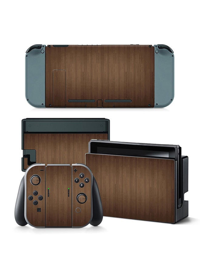 Vinyl Decal - Console and Controller Decal Sticker Set For Nintendo Switch Dark WOOD - Image 1