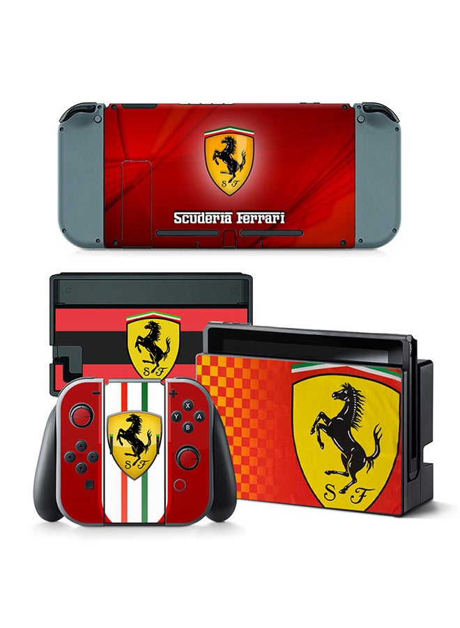 فينيل ديكال مجموعة ملصقات بطبعة شعار سيارة فيراري لجهاز الألعاب نينتندو سويتش وذراع التحكّم
