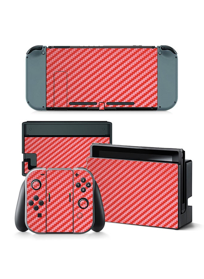 Vinyl Decal - Console and Controller Decal Sticker Set For Nintendo Switch Carbon Red - Image 1