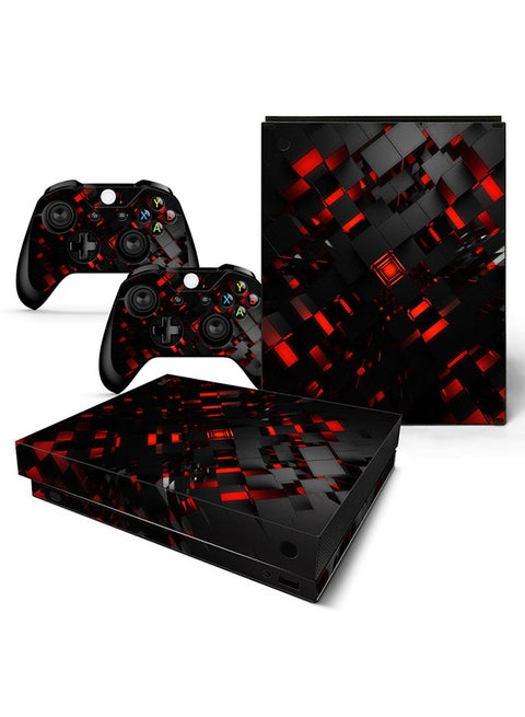 Console and Controller Decal Sticker Set For Xbox One X LAVA Red