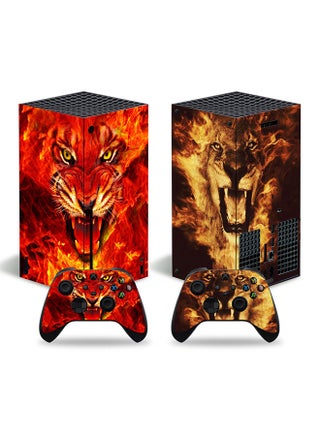 Console and Controller Decal Sticker Set For Xbox Series X Tiger Lion - v1628674426/N49891011A_1