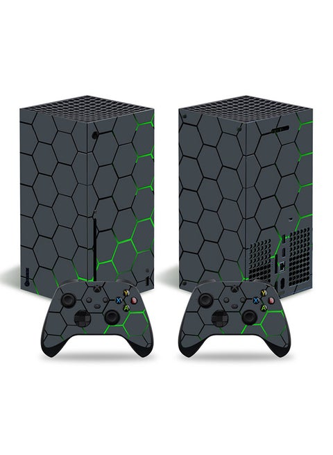 مجموعة ملصقات وحدة التحكم ووحدة التحكم لجهاز Xbox Series X باللون الرمادي والأخضر