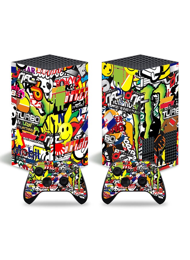Vinyl Decal - Console and Controller Decal Sticker Set For Xbox Series X Doodle - Image 1