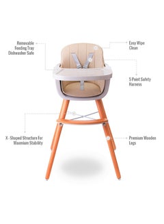 Premium Dual Height Wooden High Chair - Ivory - v1628674828/N47986965A_3