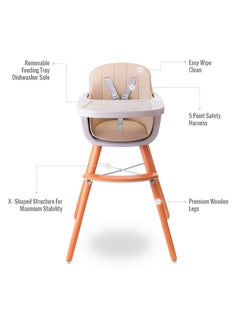 TEKNUM Premium Dual Height Wooden High Chair - Ivory  - Image 3