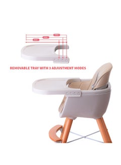 TEKNUM Premium Dual Height Wooden High Chair - Ivory  - Image 5
