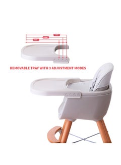 TEKNUM Premium Dual Height Wooden High Chair - White  - Image 4