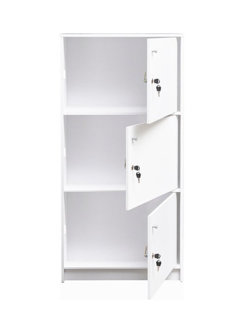 3-Tier Storage Cabinet With Doors For Home and Office White