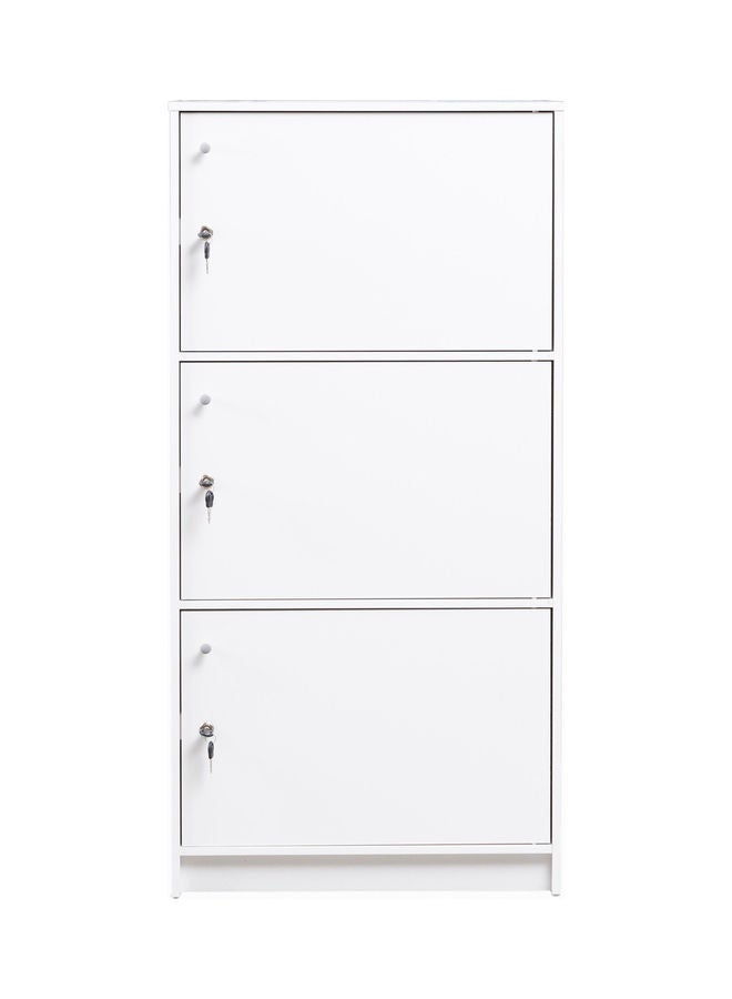 3-Tier Storage Cabinet With Doors For Home and Office White