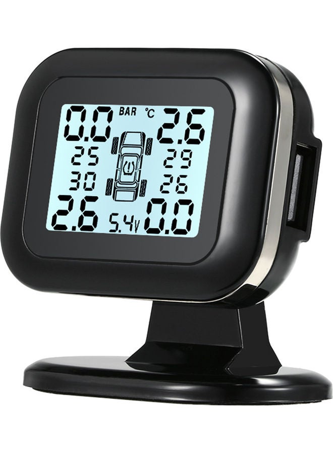 Tire Pressure Monitoring System Wireless Real-time LCD Display 4 External Sensor Alarm Function