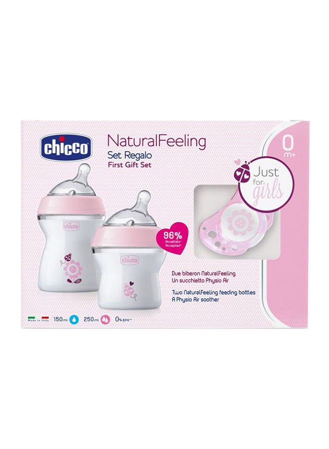 شيكو طقم هدايا ناتشورال فيلينج + لون وردي، زجاجتا رضاعة ولهاية واحدة - Image 4