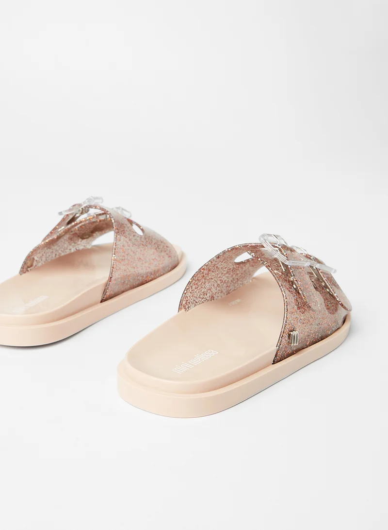 Mini Melissa Kids Wide Glitter Flat Sandals Multicolour