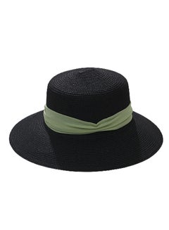 XIMI VOGUE Trendy Wide Brim Straw Beach Hat Black  - Image 2