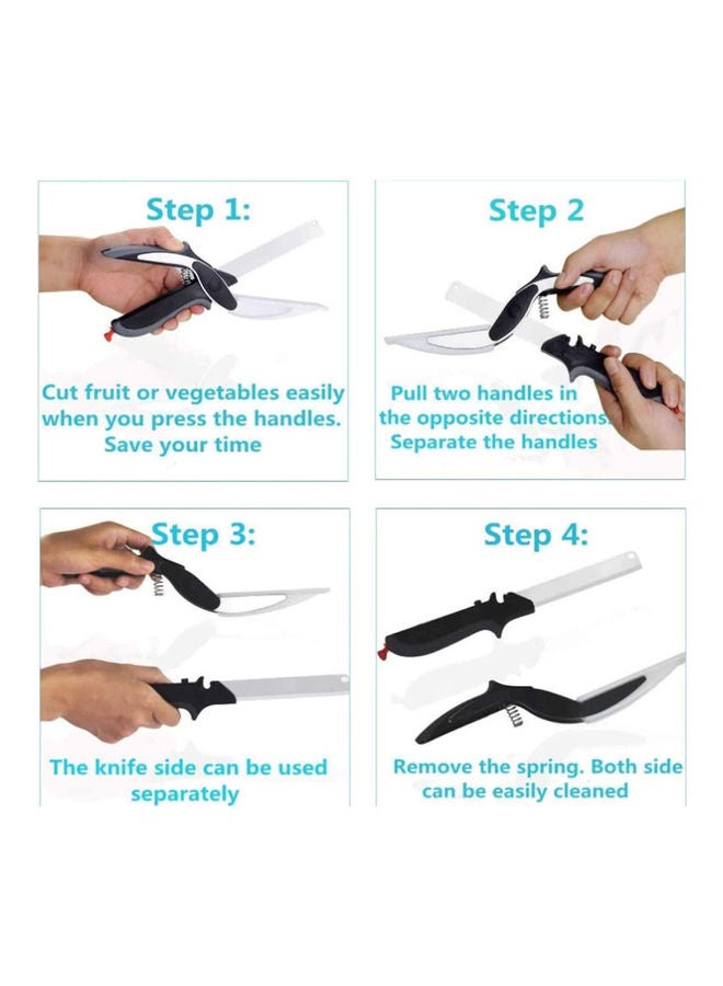 ييبي قطاعة ذكية ومقص لطعام المطبخ لقطع سريع وسهل أسود/فضي - Image 2