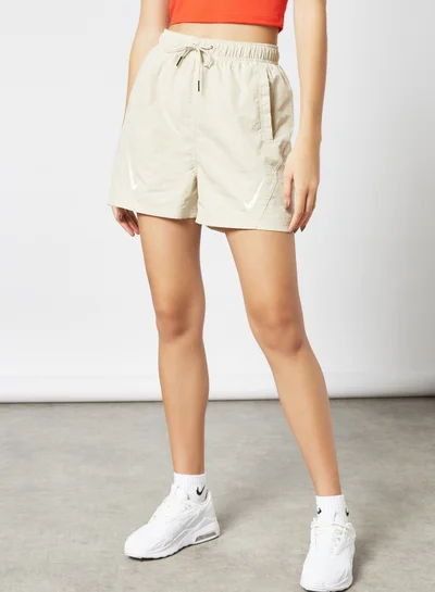 Nike Sportswear Swoosh High Rise Shorts Beige