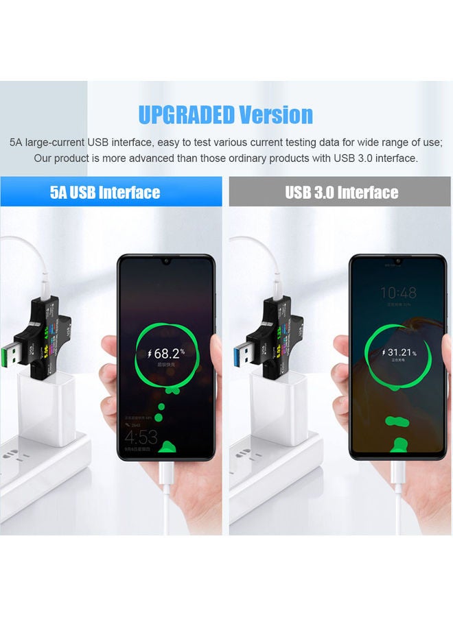 2 in 1 USB Tester with Digital Display and Connector Black  - Image 3