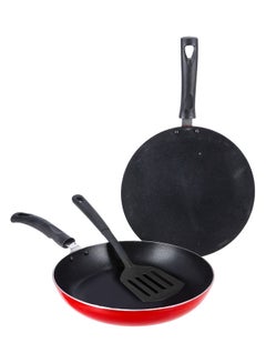 3-Piece Cookware Set Black/Red 1 Frypan (26cm), 1 Tawa (25cm), 1 Turner - v1628682150/N49998145A_1